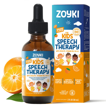 Zoyki Speech Therapy Drops for Kids - Speech Support Supplement for Communication Delay Cognitive Function Language & Brain Development with Zeolite Vitamins B12 D3 C - Sugar Free Gluten-Free Vegan - dailyvitalstore