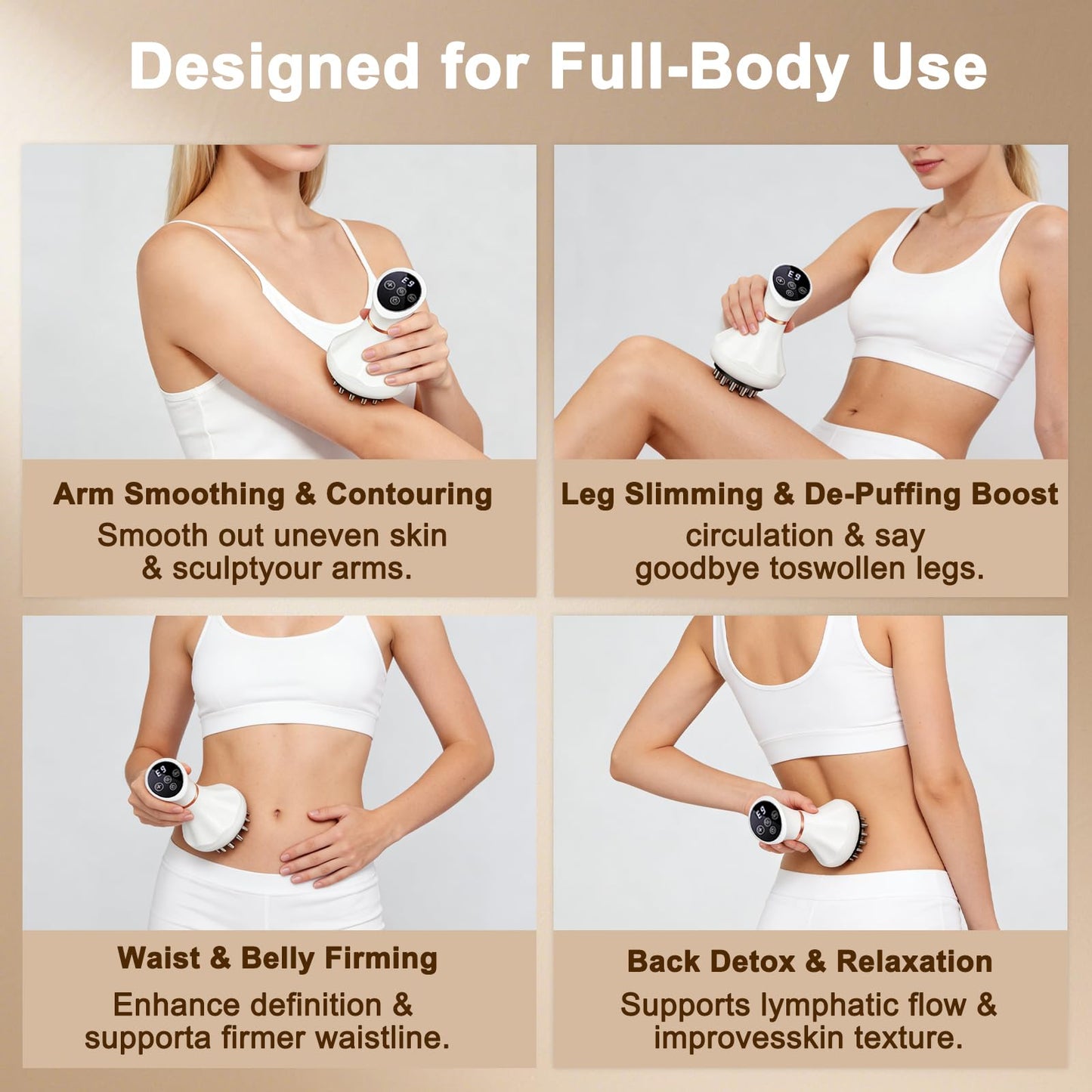 ZRCZRC Lymphatic Drainage Massager, Lymphatic Massager, Helps Reduce Stretch Marks & Cellulite, for Legs, Arms & Belly, Body Sculpting Machine with Microcurrent, Light, Heat & Vibration, White - dailyvitalstore