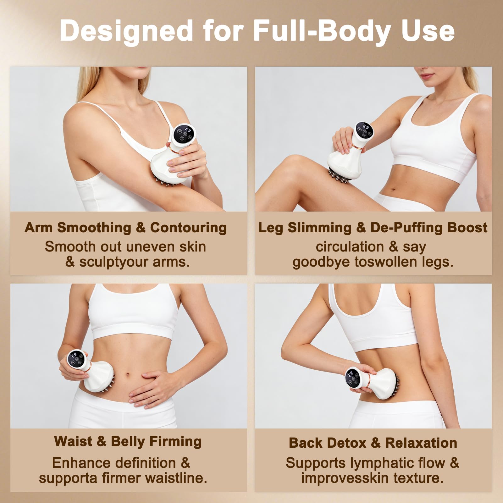 ZRCZRC Lymphatic Drainage Massager, Lymphatic Massager, Helps Reduce Stretch Marks & Cellulite, for Legs, Arms & Belly, Body Sculpting Machine with Microcurrent, Light, Heat & Vibration, White - dailyvitalstore