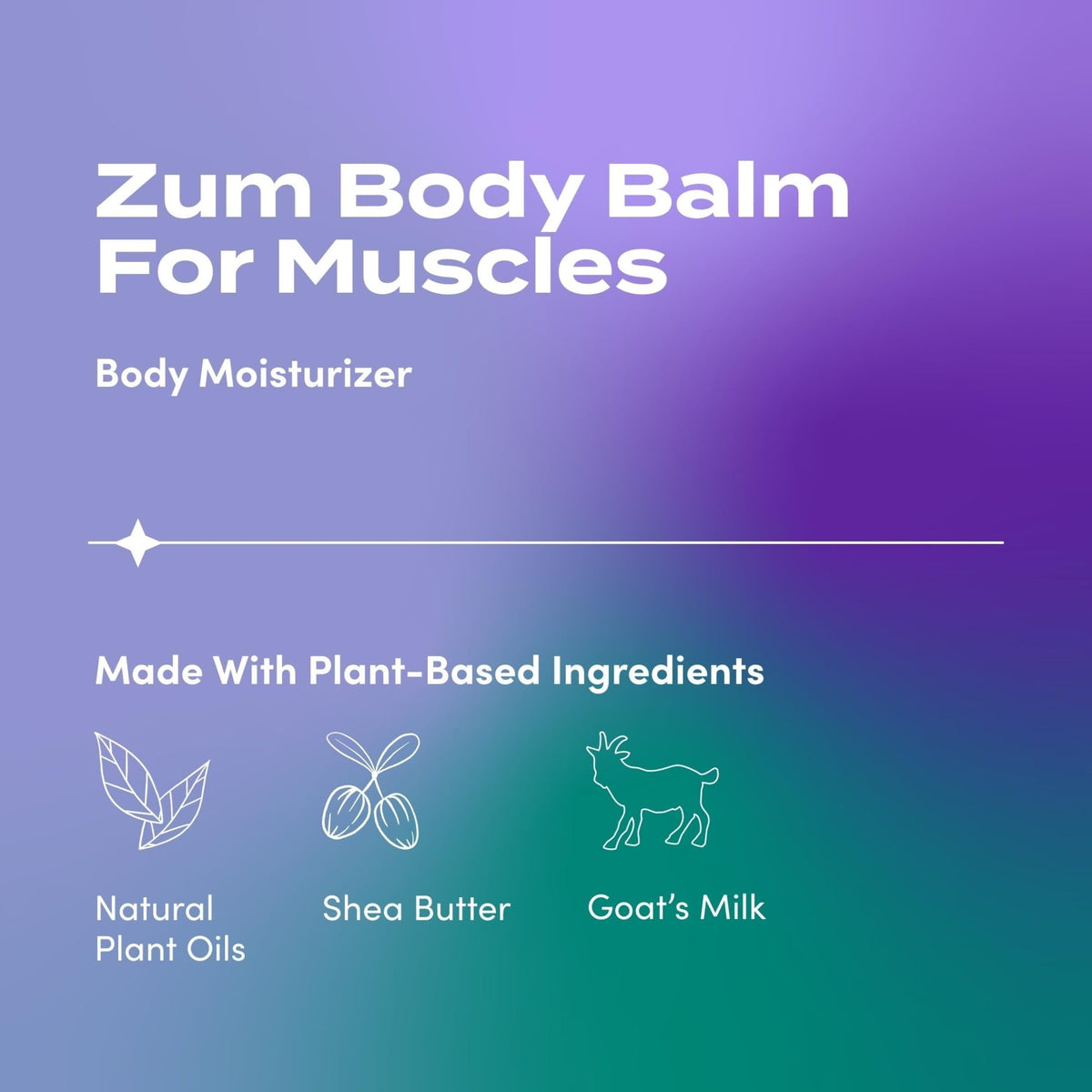 Zum Indigo Wild Body Balm for Muscles - Body Moisturizer for Women & Men - After Workout Muscle Recovery - Includes Goat's Milk, Shea Butter & Menthol - 2.5 oz - dailyvitalstore