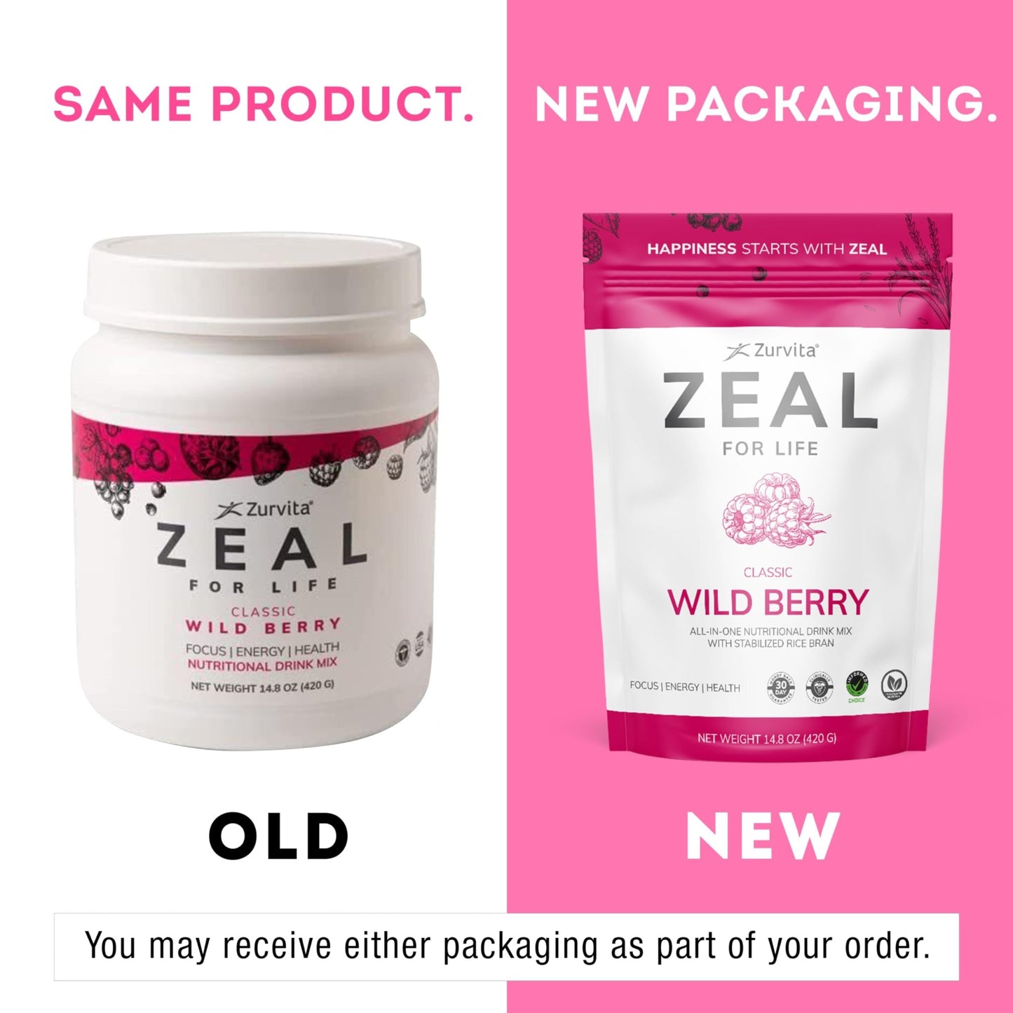 Zurvita - Zeal for Life 30-Day Wellness Bag - Wild Berry (Classic) - Nutritional Supplement for Vitality, Immunity, and Wellness - 420 Grams - dailyvitalstore