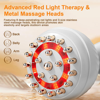 ZY ZERYEW 3-in-1 Handheld Lymphatic Drainage Massager with Red Light, Heat & Vibration - Cordless Anti Cellulite Massage Tool for Body Relaxation, 3 Modes & 9 Speeds for Belly, Legs, Thighs - dailyvitalstore