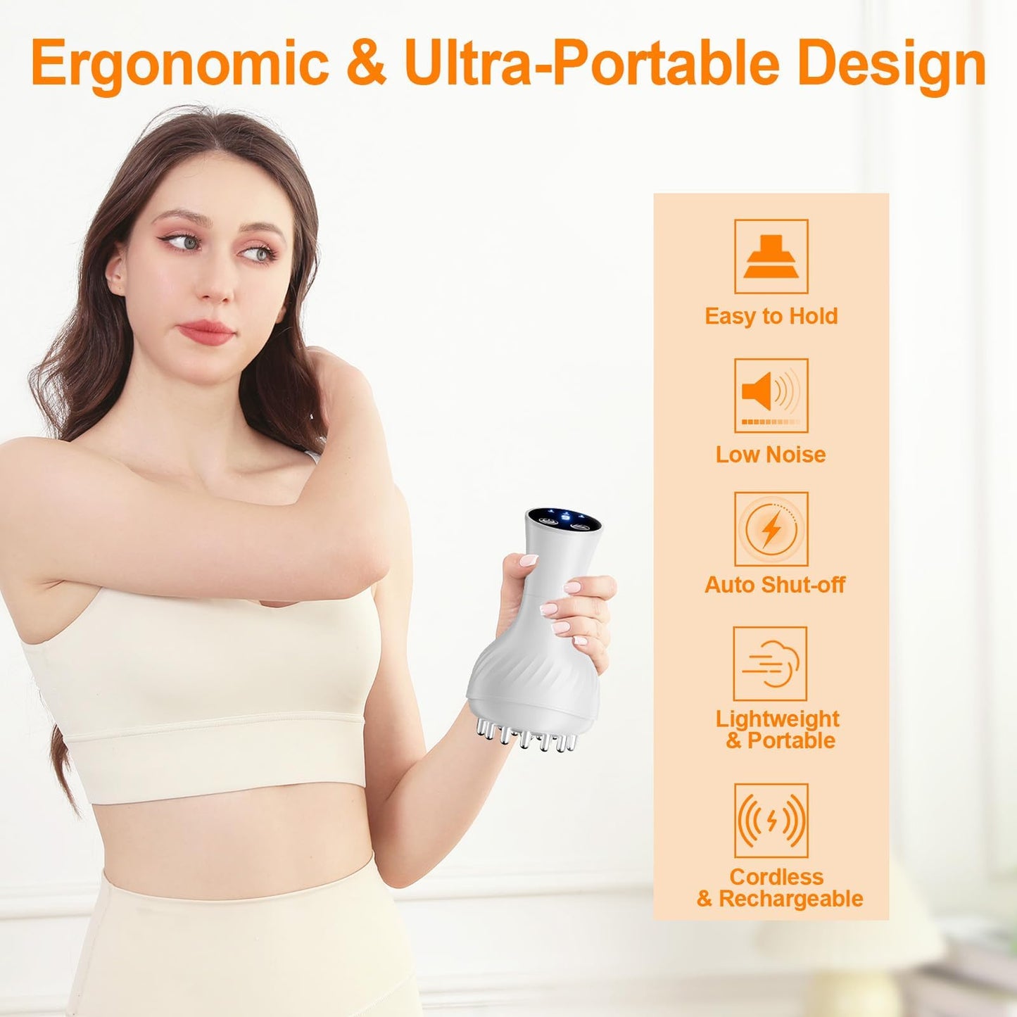 ZY ZERYEW 3-in-1 Handheld Lymphatic Drainage Massager with Red Light, Heat & Vibration - Cordless Anti Cellulite Massage Tool for Body Relaxation, 3 Modes & 9 Speeds for Belly, Legs, Thighs - dailyvitalstore