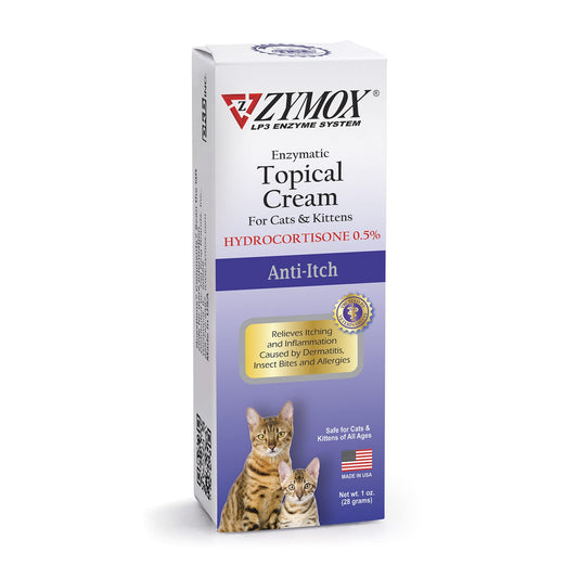 Zymox Cat & Kitten Topical Cream w/ .5% hydrocortisone - 1 oz. Tube - dailyvitalstore