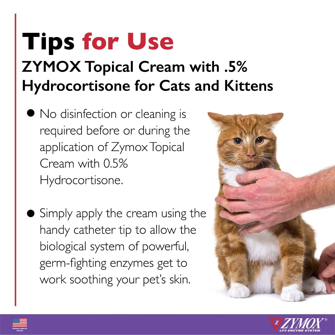 Zymox Cat & Kitten Topical Cream w/ .5% hydrocortisone - 1 oz. Tube - dailyvitalstore