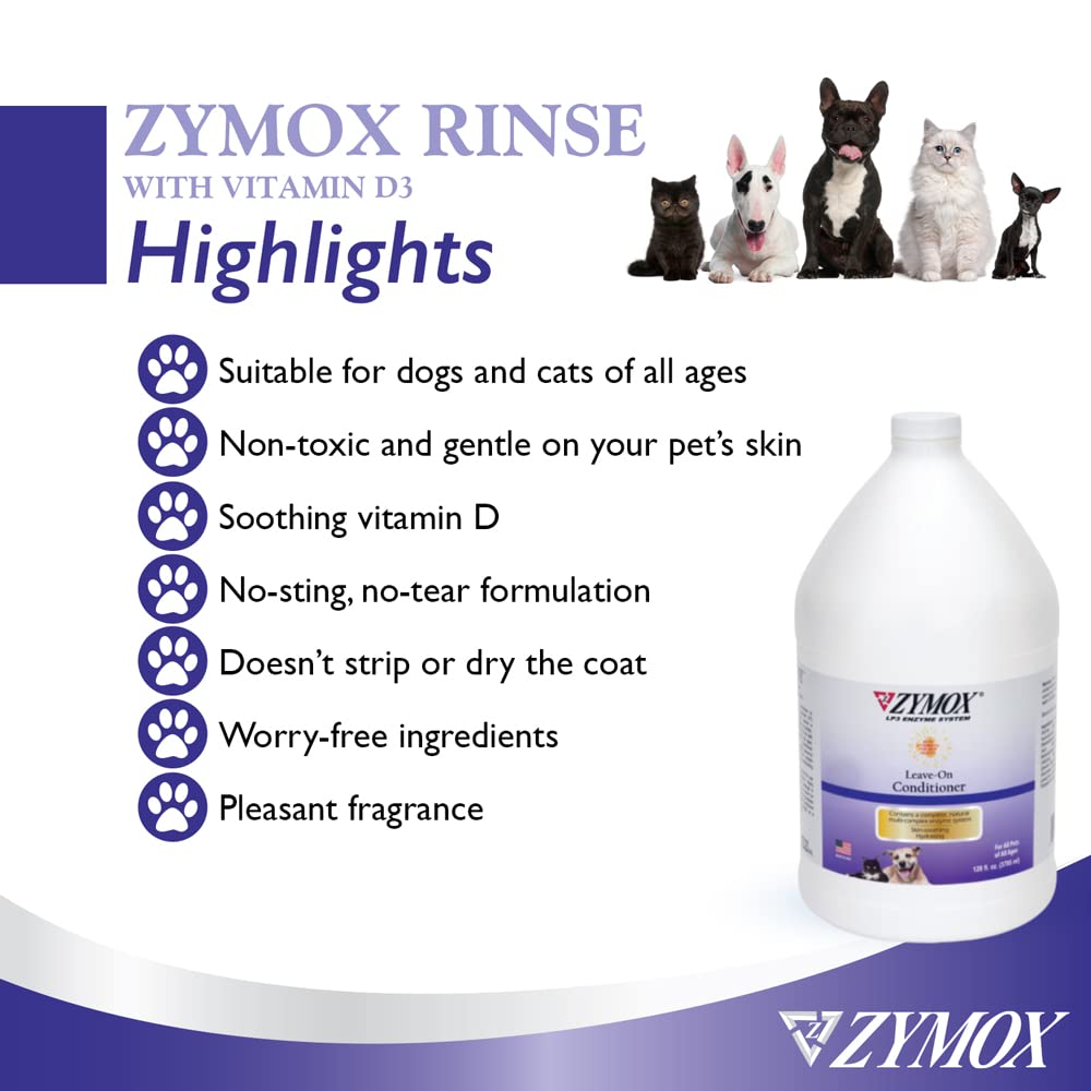 ZYMOX Leave-in Conditioner with Vitamin D3 for Cats & Dogs, 1gal - dailyvitalstore