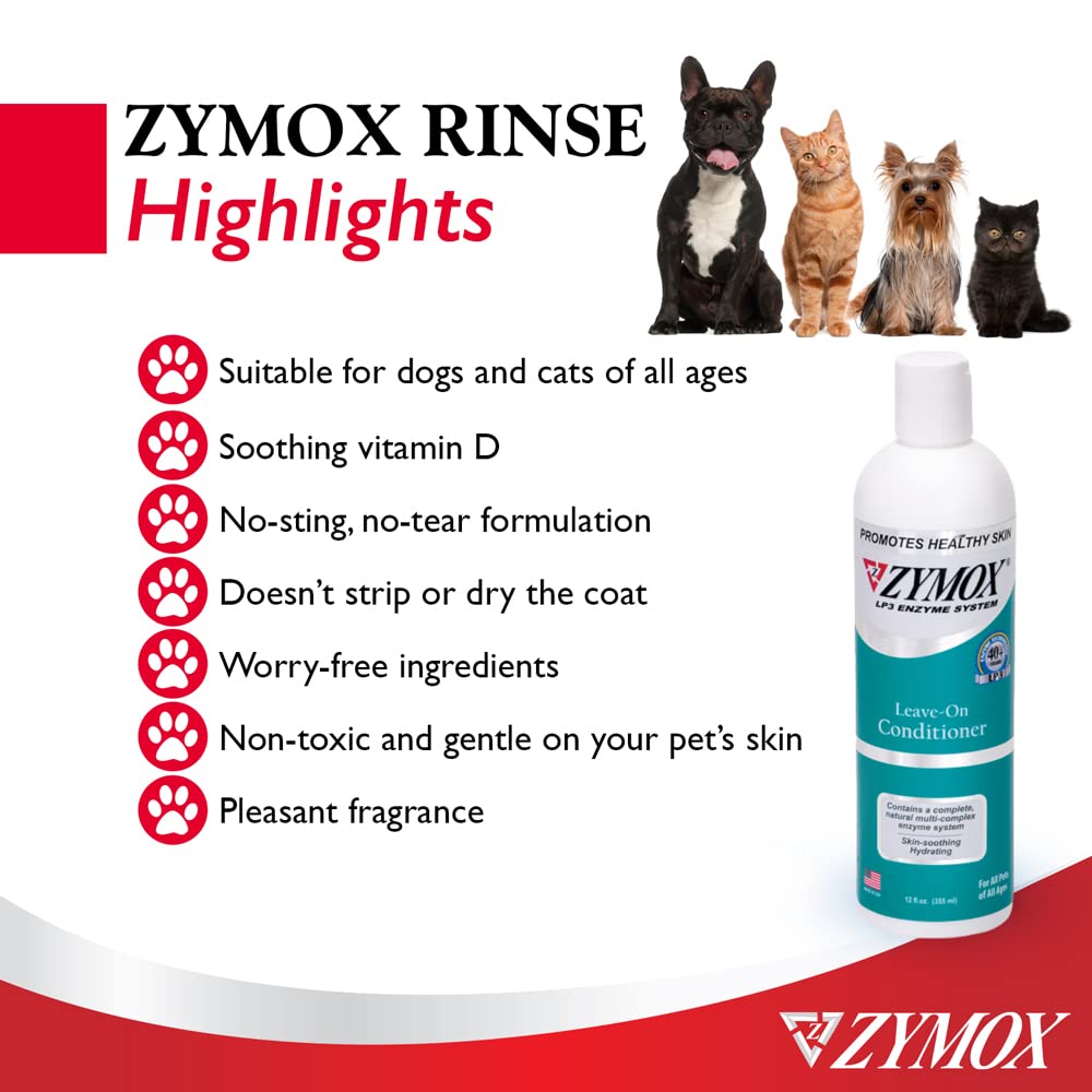 Zymox Leave On Conditioner for Pets, 12 fl oz - dailyvitalstore