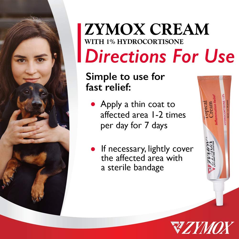 Zymox Veterinarian Strength Topical Cream with 1% Hydrocortisone for Dogs and Cats, 1oz - dailyvitalstore