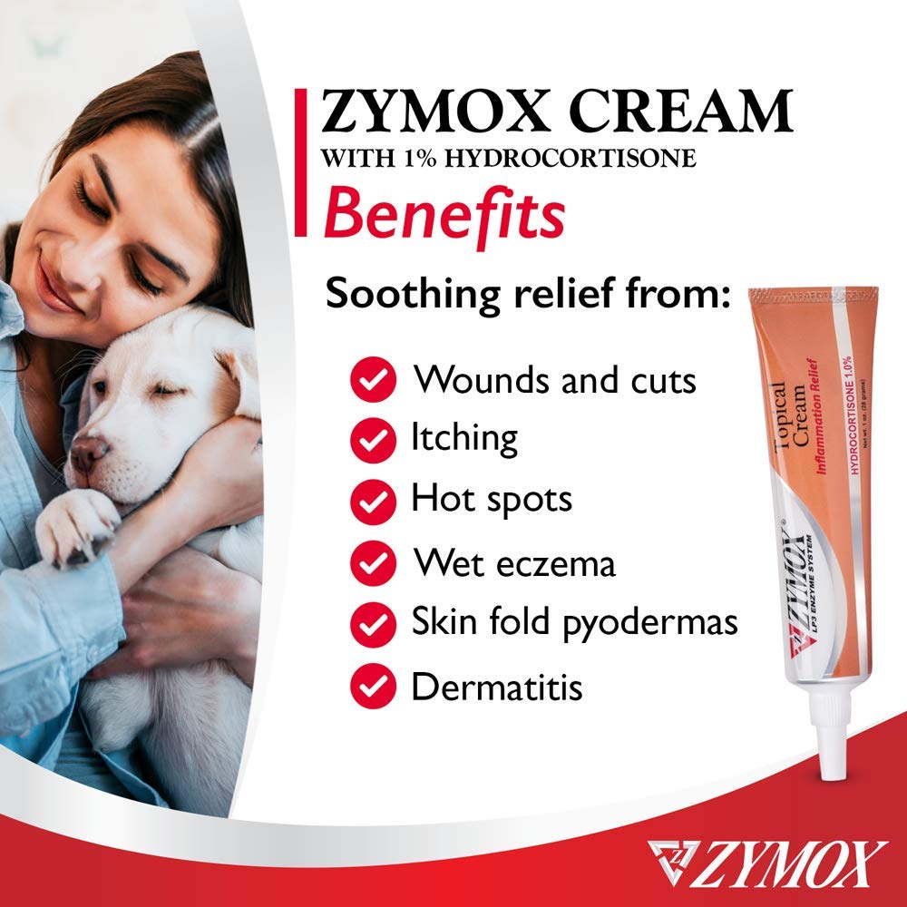 Zymox Veterinarian Strength Topical Cream with 1% Hydrocortisone for Dogs and Cats, 1oz - dailyvitalstore