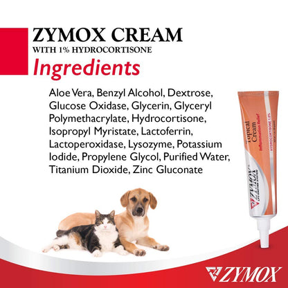 Zymox Veterinarian Strength Topical Cream with 1% Hydrocortisone for Dogs and Cats, 1oz - dailyvitalstore