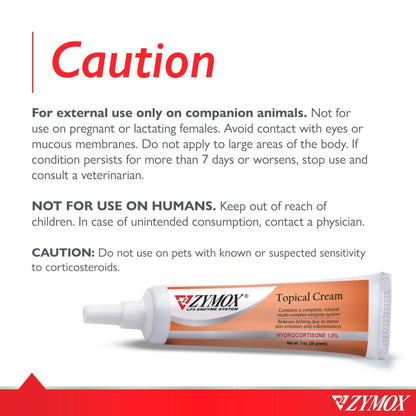Zymox Veterinarian Strength Topical Cream with 1% Hydrocortisone for Dogs and Cats, 1oz - dailyvitalstore