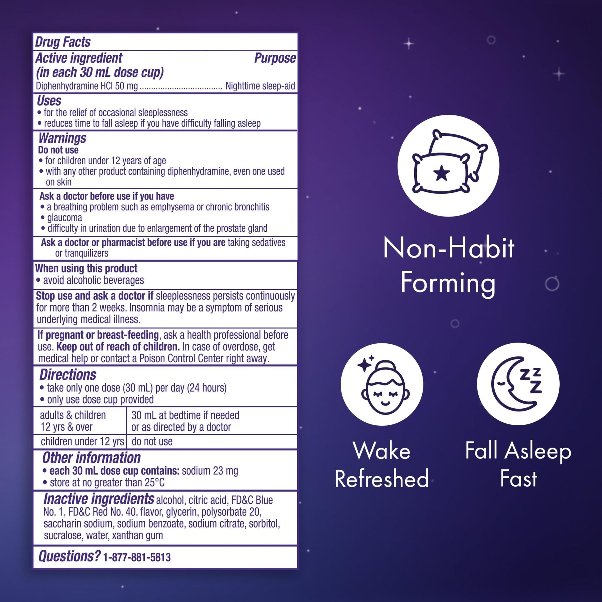 ZzzQuil, Sleep Aid, Nighttime Sleep Aid Liquid, 50 mg Diphenhydramine HCl, Fall Asleep Fast, Non-Habit Forming, Warming Berry Flavor, 12 FL OZ - dailyvitalstore