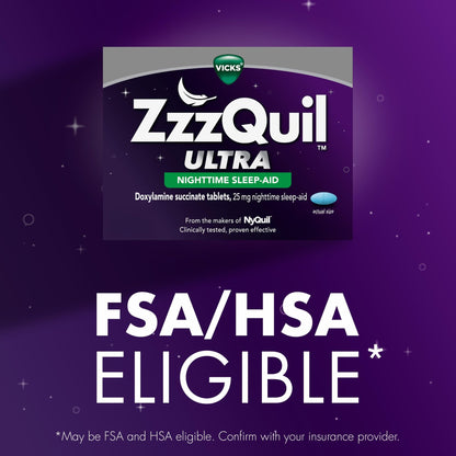 ZzzQuil ULTRA, Sleep Aid, Doxylamine Succinate 25mg, Sleep Aids for Adults, Nighttime Sleep Aid, 48 Tablets - dailyvitalstore