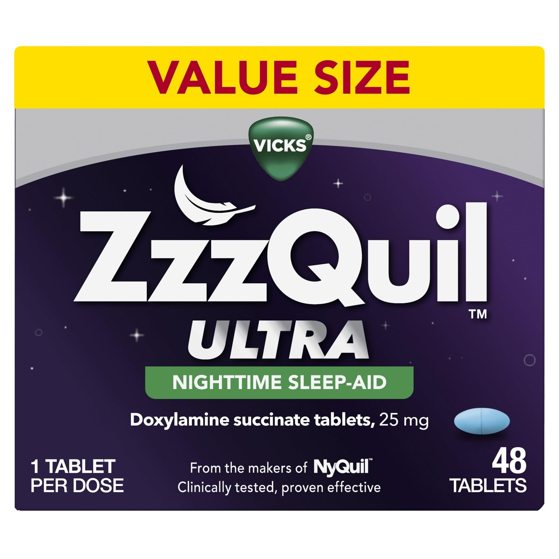 ZzzQuil ULTRA, Sleep Aid, Doxylamine Succinate 25mg, Sleep Aids for Adults, Nighttime Sleep Aid, 48 Tablets - dailyvitalstore